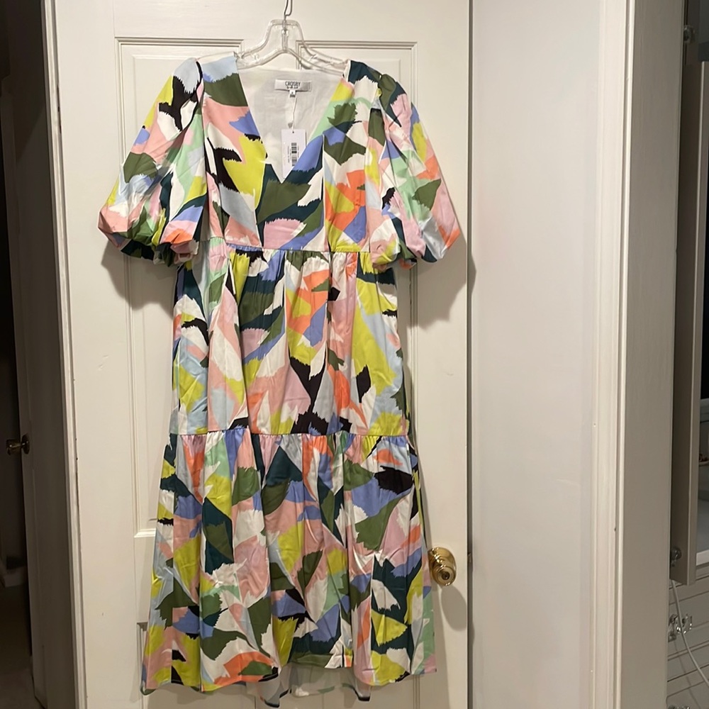 CROSBY by Mollie Burch Colorful Geometric Midi Dress